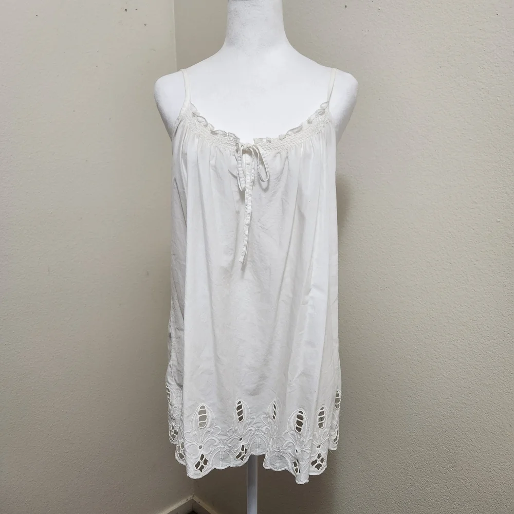 Old Navy Babydoll Tunic Tank/Dress Top Lg Fairy Angelcore Cottagecore Lace Trim - Picture 1 of 14